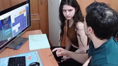 TEEN STUDENT BLACKMAILED, POV BLOWJOB, CUM IN MOUTH, SWALLOW.